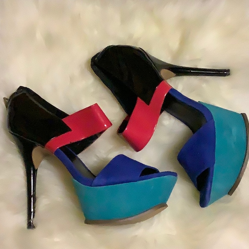 Multi color platform heels